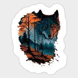 Wolf In Forest Sticker